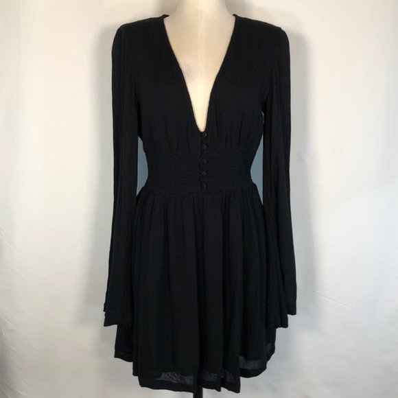 Urban Outfitters V-Neck Gathered Smock Waist Dress